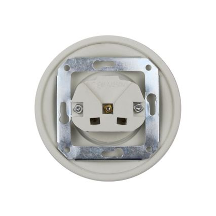 Elhard - Presa domestica in ceramica stile retrò senza cornice SCHUKO 230V bianca