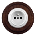 Elhard - Presa domestica retrò in ceramica con cornice 230V bianco/legno scuro