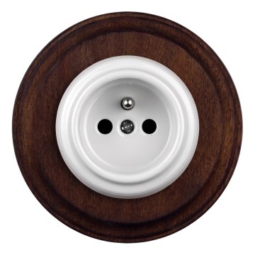 Elhard - Presa domestica retrò in ceramica con cornice 230V bianco/legno scuro