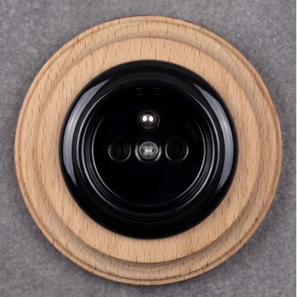 Elhard - Presa domestica retrò in ceramica con cornice 230V nero/legno chiaro
