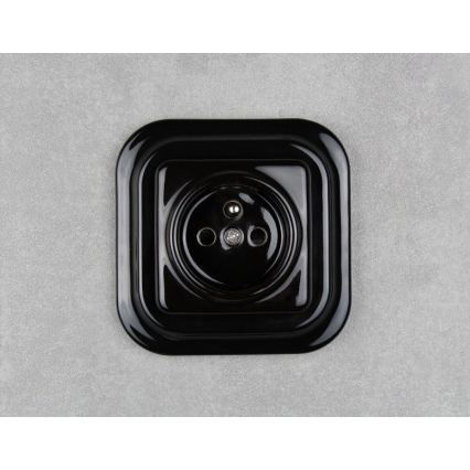 Elhard - Presa domestica retrò in ceramica con placca, 230 V, nera