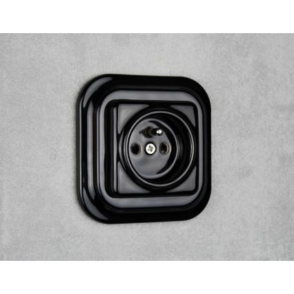 Elhard - Presa domestica retrò in ceramica con placca, 230 V, nera