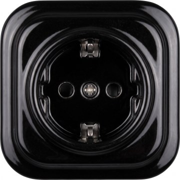 Elhard - Presa domestica retrò in ceramica con placca SCHUKO 230V nera