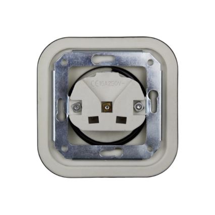 Elhard - Presa domestica retrò in ceramica con placca SCHUKO 230V nera