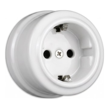 Elhard - Presa domestica retrò in ceramica SCHUKO 230V bianca