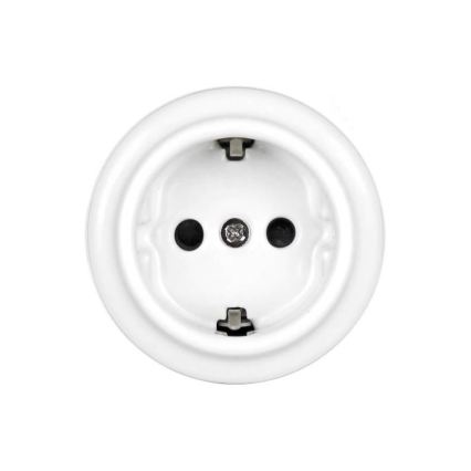 Elhard - Presa domestica retrò in ceramica SCHUKO 230V bianca