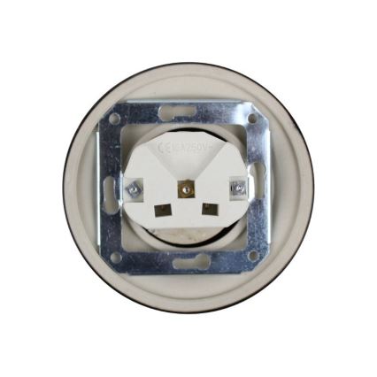 Elhard - Presa domestica Schuko in ceramica stile retrò senza placca 230V nera