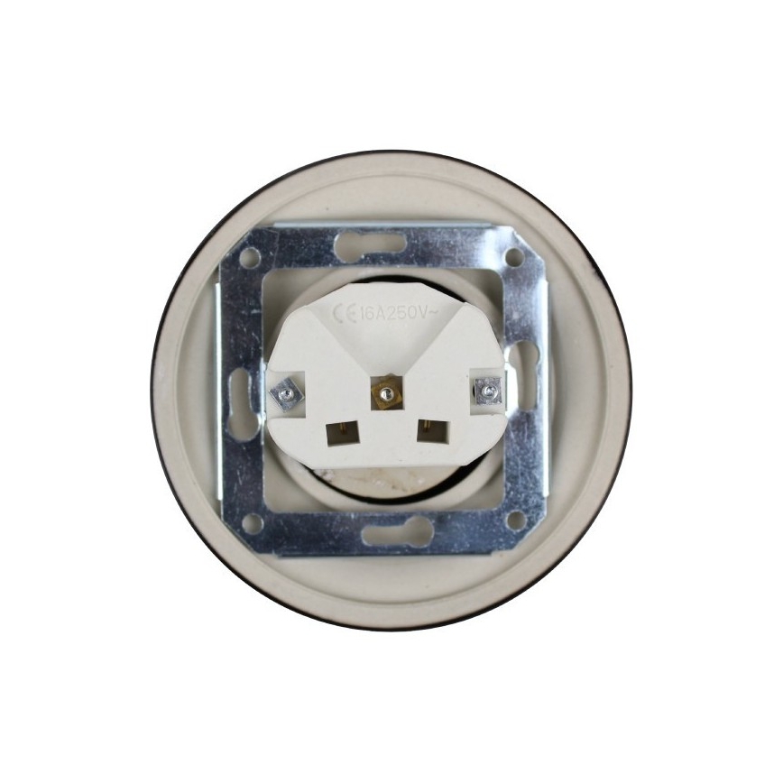 Elhard - Presa domestica Schuko in ceramica stile retrò senza placca 230V nera