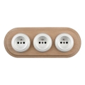 Elhard - Presa domestica tripla in ceramica in stile retrò con cornice 230V bianca/legno chiaro