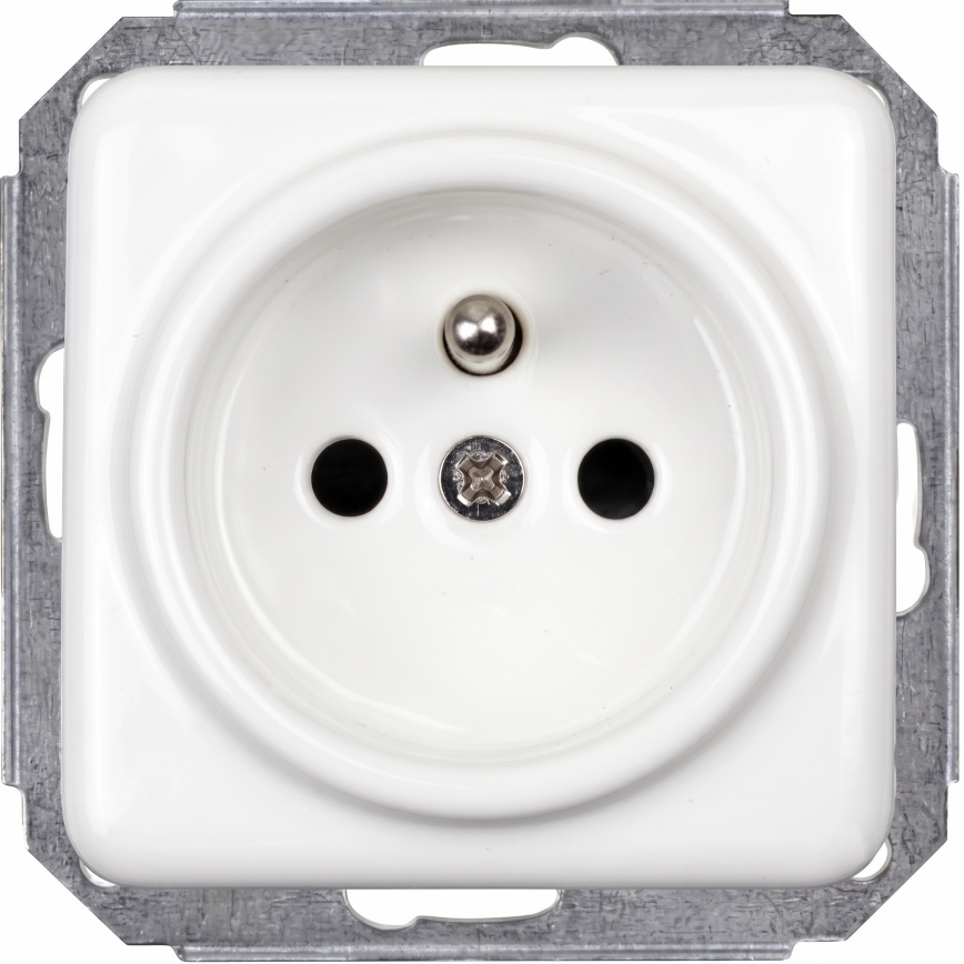 Elhard - Presa doppia in ceramica dal design retrò per uso domestico con cornice, 230V, bianca
