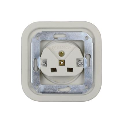 Elhard - Presa doppia in ceramica dal design retrò per uso domestico con cornice, 230V, bianca