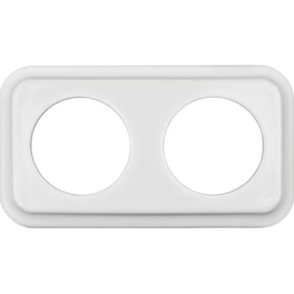 Elhard - Presa doppia in ceramica dal design retrò per uso domestico con cornice, 230V, bianca