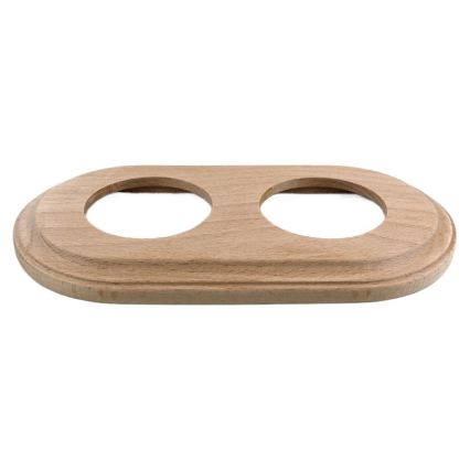 Elhard - Presa doppia in ceramica stile retrò per uso domestico con cornice 230V nero/legno chiaro