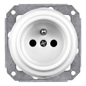 Elhard - Presa elettrica da parete in ceramica stile retrò senza cornice 230V bianca