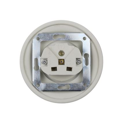 Elhard - Presa elettrica da parete in ceramica stile retrò senza cornice 230V bianca