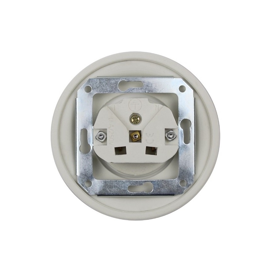 Elhard - Presa elettrica da parete in ceramica stile retrò senza cornice 230V bianca