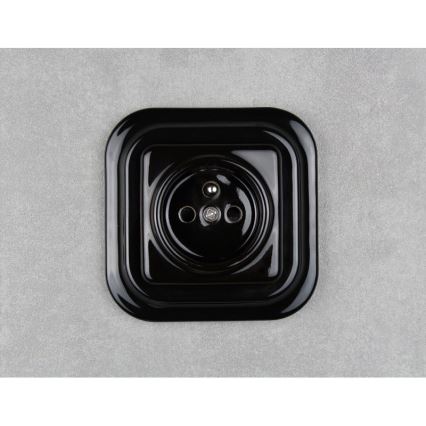 Elhard - Presa elettrica domestica in ceramica dal design retrò, senza cornice, 230 V, nera