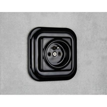 Elhard - Presa elettrica domestica in ceramica dal design retrò, senza cornice, 230 V, nera
