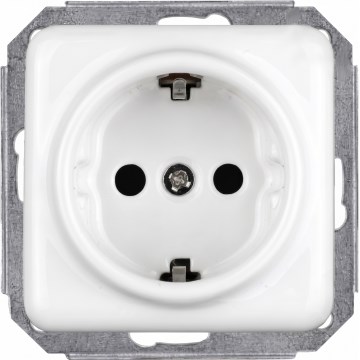 Elhard - Presa SCHUKO a parete in ceramica stile retrò senza placca 230V bianca