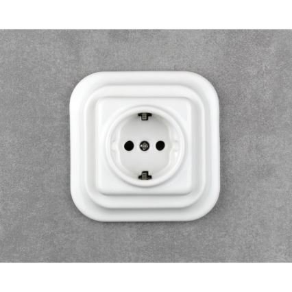 Elhard - Presa SCHUKO a parete in ceramica stile retrò senza placca 230V bianca
