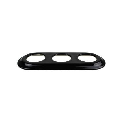 Elhard - Presa tripla da parete in ceramica in stile retrò con cornice SCHUKO 230V nera