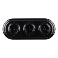 Elhard - Presa tripla da parete in ceramica stile retrò con cornice 230V, nera