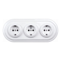 Elhard - Presa tripla domestica in ceramica retrò con placca SCHUKO 230V bianca