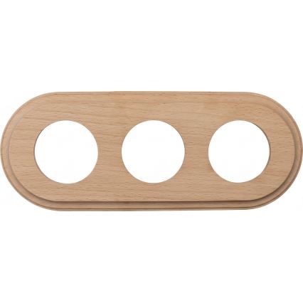 Elhard - Presa tripla da parete in ceramica in stile retrò con cornice SCHUKO 230V nero/legno chiaro