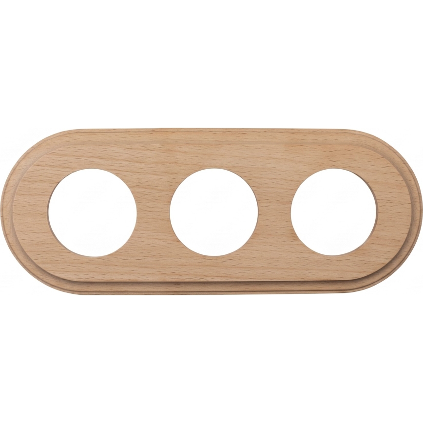 Elhard - Presa domestica tripla in ceramica in stile retrò con cornice 230V bianca/legno chiaro