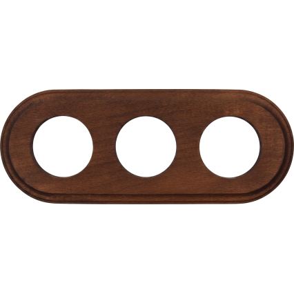 Elhard - Presa domestica tripla in ceramica stile retrò con cornice 230V nera/legno scuro