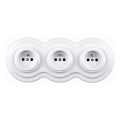 Elhard - Presa tripla in ceramica retrò per uso domestico con cornice 230 V bianca