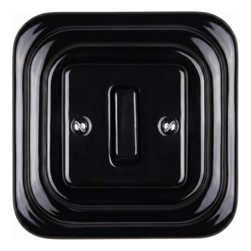 Elhard - Pulsante singolo in ceramica stile retrò con cornice č. 1/0 nero