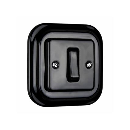 Elhard - Pulsante singolo in ceramica stile retrò con cornice č. 1/0 nero