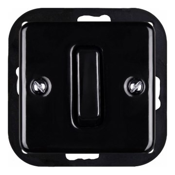 Elhard - Pulsante singolo retrò in ceramica senza cornice č. 1/0 nero