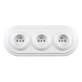 Elhard - Tripla presa domestica in ceramica dal design retrò con cornice 230V bianca