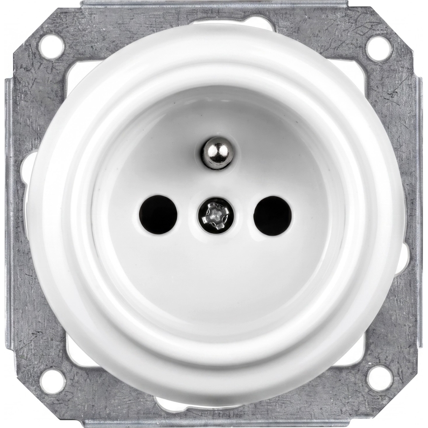 Elhard - Tripla presa domestica in ceramica dal design retrò con cornice 230V bianca