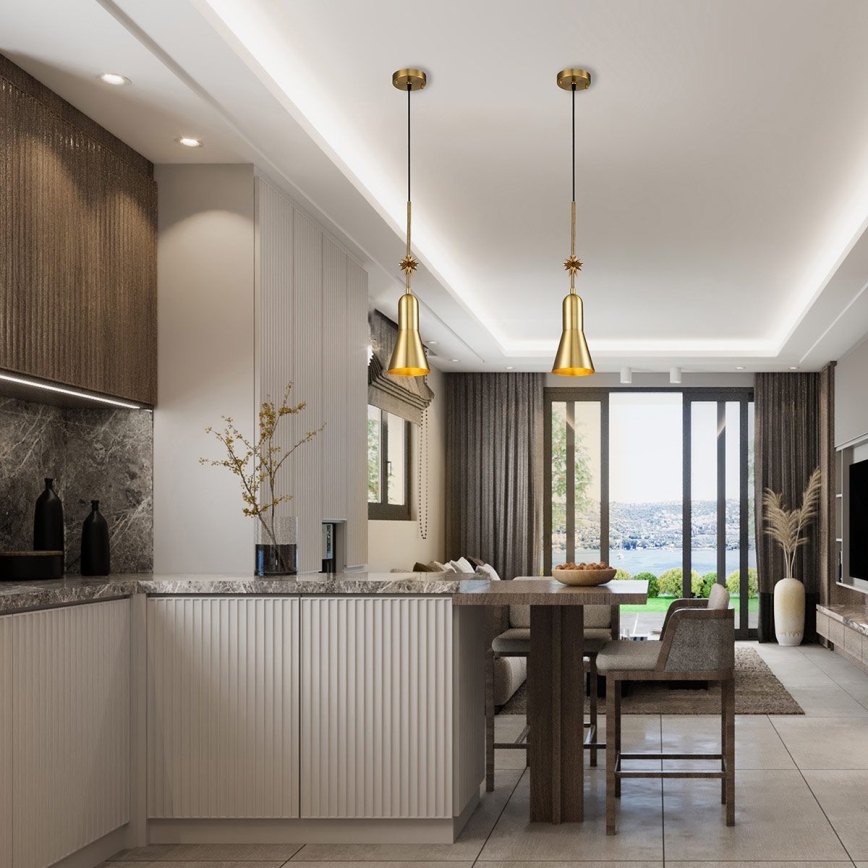 Elstead - Lampadario a sospensione con filo ETOILE 1xE27/60W/230V diametro 13,3 cm oro