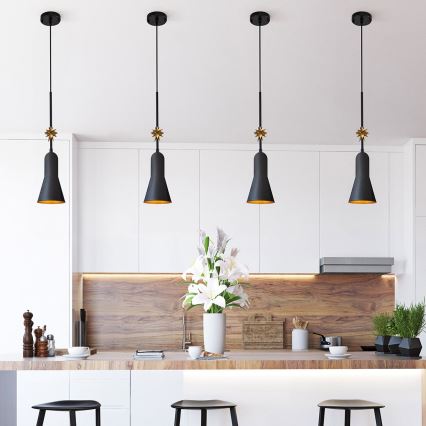 Elstead - Lampadario a sospensione con filo ETOILE 1xE27/60W/230V diametro 13,3 cm nero