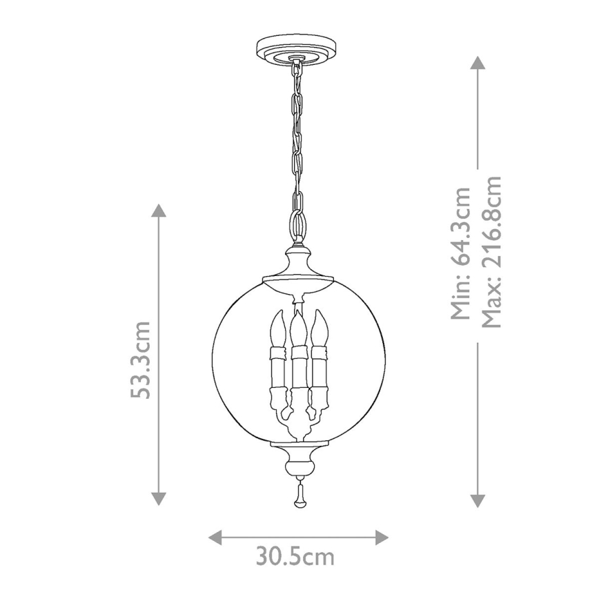 Elstead FE-ARGENTO-P - Lampadario a catena ARGENTO 3xE14/60W/230V