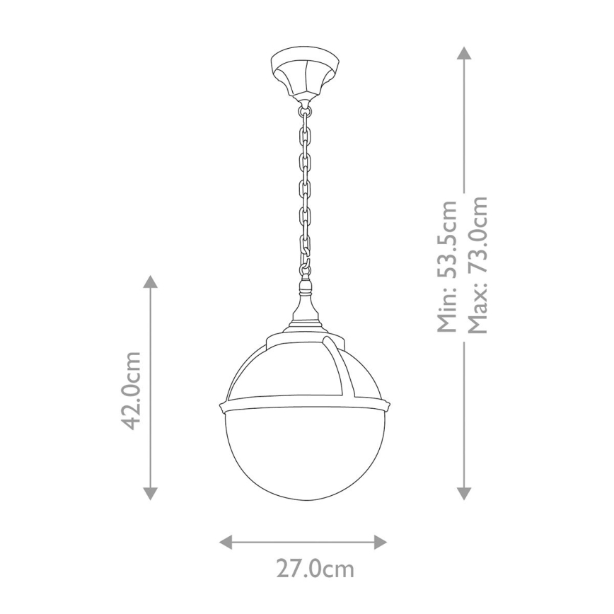 Elstead - Lampadario da esterno a sospensione con catena GLENBEIGH 1xE27/60W/230V IP44