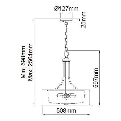 Elstead KL-LACEY-P-L-MB - Lampadario a catena LACEY 4xE27/60W/230V