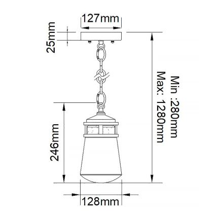Elstead KL-LYNDON8-S-AZ - Lampadario da esterno LYNDON 1xE27/75W/230V IP44 antracite