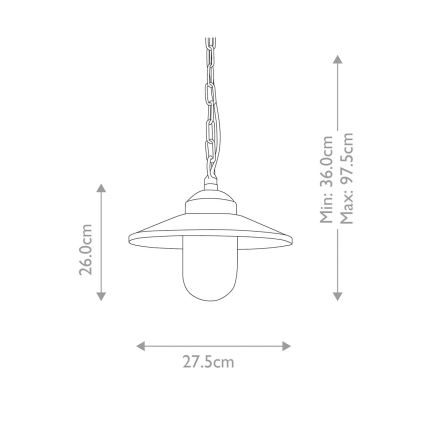 Elstead - Lampada a sospensione da esterno a catena KLAMPENBORG 1xE27/60W/230V IP44 cromo opaco