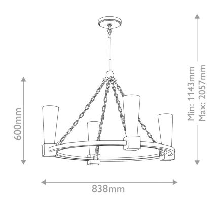 Elstead - Lampadario a stelo KRISTY, 4xE27/40W/230V, finitura rame