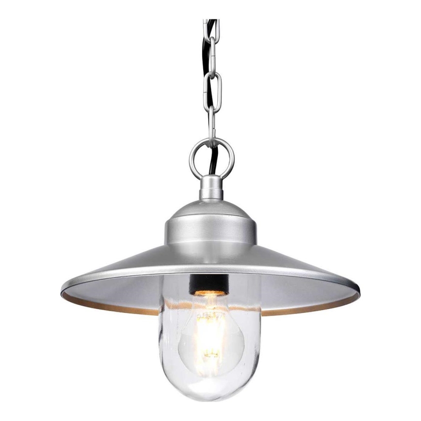Elstead - Lampada a sospensione da esterno a catena KLAMPENBORG 1xE27/60W/230V IP44 cromo opaco