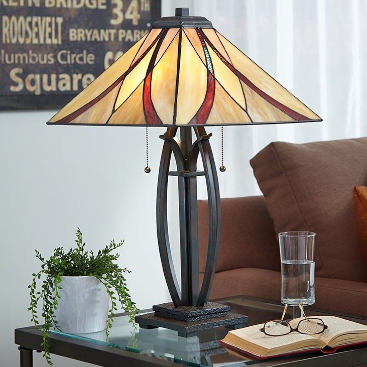 Elstead - Lampada da tavolo Tiffany ASHEVILLE 2xE27/60W/230V