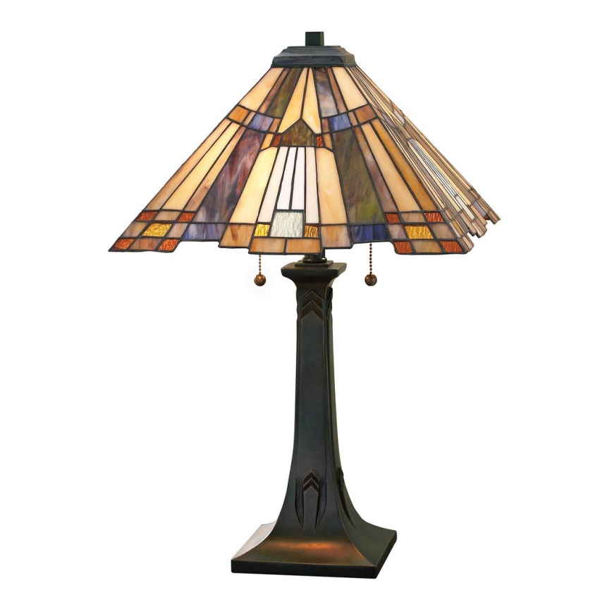 Elstead - Lampada da tavolo Tiffany INGLENOOK 2xE27/60W/230V