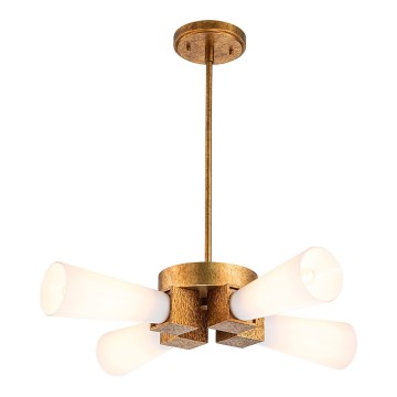 Elstead - Lampadario KRISTY su asta 4xE27/40W/230V in rame