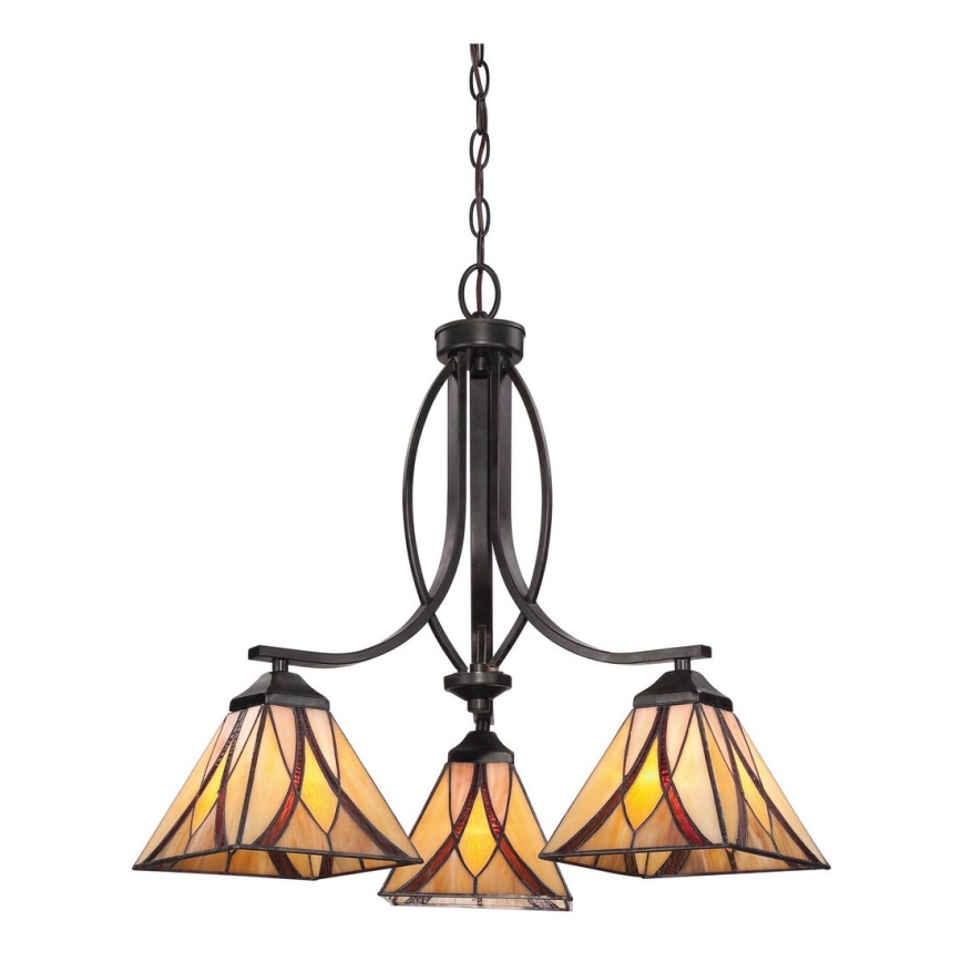 Elstead - Lampadario Tiffany ASHEVILLE a catena 3xE27/60W/230V