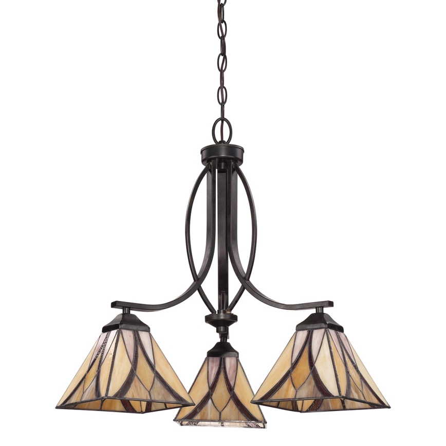 Elstead - Lampadario Tiffany ASHEVILLE a catena 3xE27/60W/230V